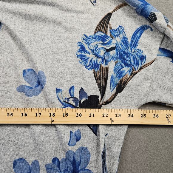 Zyia Active Shirt Floral Women's 2XL Boxy Yoga Gray Blue Long Sleeve - Picture 3 of 6